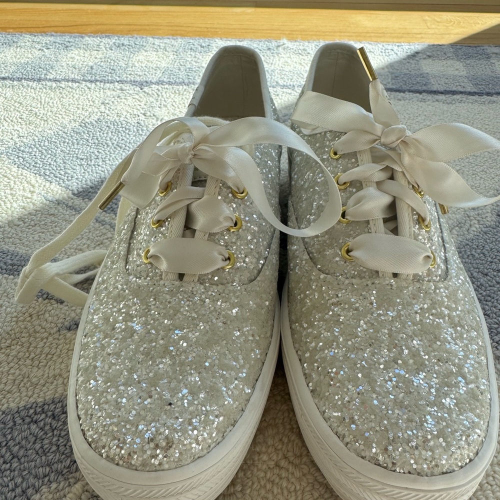 Glittery Silver Women's Sneakers - Picture 4 of 6